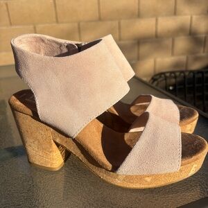 TOMS Majorca Cork Platform Sandal Pink Suede Size 7